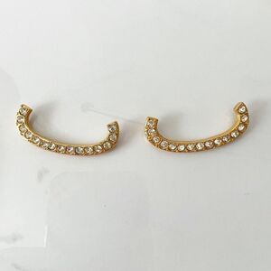 Vintage Gold Tone C Shape Crystal Shoe Ornament Clips